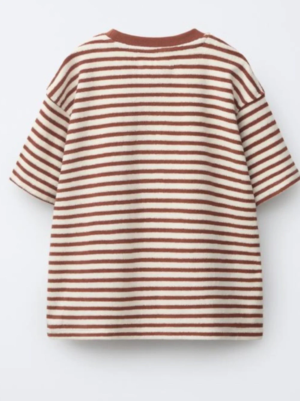 Zara Towel Effect Striped T-Shirt & Bermuda Set. Size 8-9. Color Burgundy/cream - Picture 4 of 10